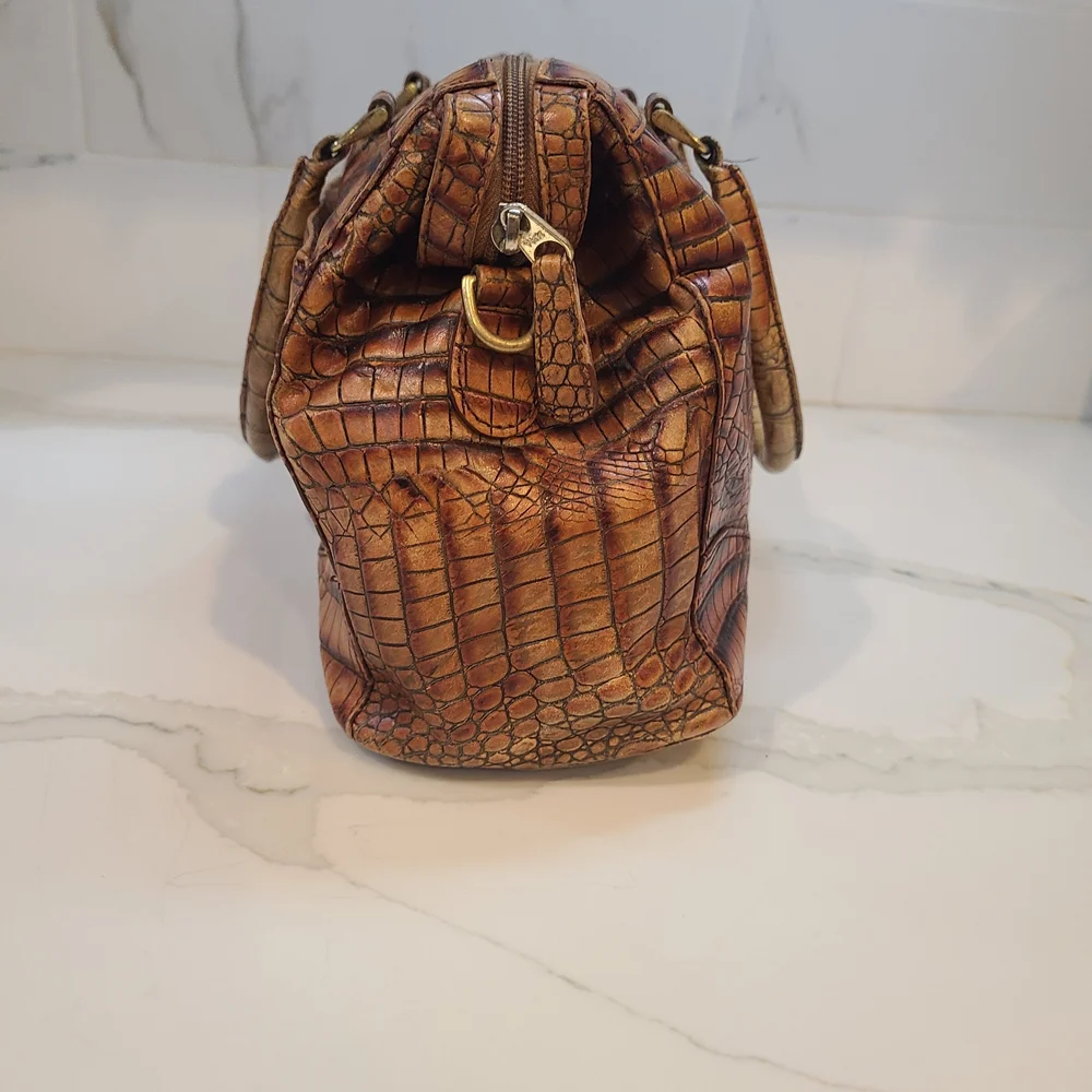 Brahmin Vintage Toasted Almond Melbourne Stacey Boston Satchel Shoulder Bag